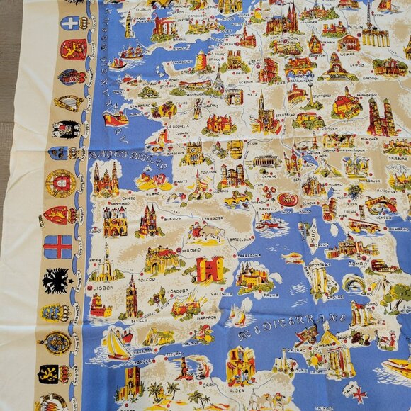Europe Map Tablecloth Country Crests Border Made in Germany - Picture 5 of 10
